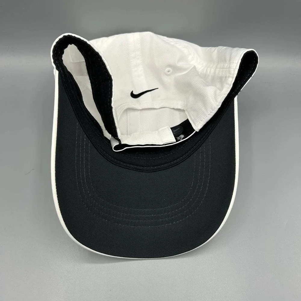 Nike Golf Hat Men White Black Fontainebleau‎ Embroidered Strap Back Cap